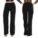 Women Pants Glitter Sequined High Waist Straight Wide Legs Casual Trousers Dance Stage Wear Black