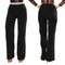 Women Pants Glitter Sequined High Waist Straight Wide Legs Casual Trousers Dance Stage Wear Black