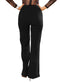 Women Pants Glitter Sequined High Waist Straight Wide Legs Casual Trousers Dance Stage Wear Black