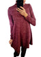 Women T-shirt Dress Solid Color High Neck Long Sleeve A-Line Flare Mini Basic Casual One-Piece