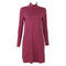 Women T-shirt Dress Solid Color High Neck Long Sleeve A-Line Flare Mini Basic Casual One-Piece