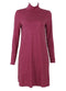 Women T-shirt Dress Solid Color High Neck Long Sleeve A-Line Flare Mini Basic Casual One-Piece