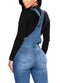 Fashion Women Denim Overalls Ripped Stretch Dungarees High Waist Long Jeans Pencil Pants Rompers Jumpsuit Blue