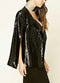 Women Sequins Blazer Cape Cloak Open Front Split Poncho Cardigan Jacket Coat Casual Tops Outwear