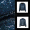 Women Sequin Coat Bomber Jacket Long Sleeve Zipper Streetwear Casual Loose Glitter Outerwear Blue