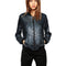 Women Sequin Coat Bomber Jacket Long Sleeve Zipper Streetwear Casual Loose Glitter Outerwear Blue