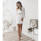 New Sexy Women Lace Dress One Shoulder Flare Sleeve Hollow Out Clubwear Party Dress White