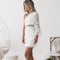 New Sexy Women Lace Dress One Shoulder Flare Sleeve Hollow Out Clubwear Party Dress White