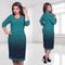 Women Plus Size Dress Houndstooth O-Neck Pencil Party Dress Ladies Bodycon Slim Casual Vestidos Green/Pink/White