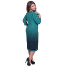 Women Plus Size Dress Houndstooth O-Neck Pencil Party Dress Ladies Bodycon Slim Casual Vestidos Green/Pink/White