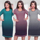 Women Plus Size Dress Houndstooth O-Neck Pencil Party Dress Ladies Bodycon Slim Casual Vestidos Green/Pink/White