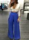 Women Pants Solid Color High Waist Wide Loose Legs Pockets Casual Palazzo Baggy Clubwear Trousers