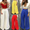 Women Pants Solid Color High Waist Wide Loose Legs Pockets Casual Palazzo Baggy Clubwear Trousers