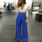 Women Pants Solid Color High Waist Wide Loose Legs Pockets Casual Palazzo Baggy Clubwear Trousers