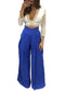 Women Pants Solid Color High Waist Wide Loose Legs Pockets Casual Palazzo Baggy Clubwear Trousers