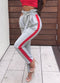 Women Casual Long Pants Striped High Waist Bandage Slim Harem Trousers Black/Grey