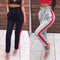 Women Casual Long Pants Striped High Waist Bandage Slim Harem Trousers Black/Grey