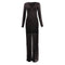 New Sexy Women Front Split Maxi Dress Deep V Neck Long Sleeve Formal Party Long Dress Black/Red