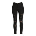 Fashion Women Skinny Jeans High Waist Stretchy Ripped Hole Pencil Pants Trousers Black/Burgundy/Army Green