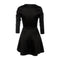 Women Dress Solid Color Deep V Neck Long Sleeve Skater Skirt Sexy Ladies Mini Evening Party One-Piece