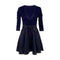 Women Dress Solid Color Deep V Neck Long Sleeve Skater Skirt Sexy Ladies Mini Evening Party One-Piece