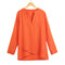 New Fashion Women Chiffon Blouse V-Neck Rolled Sleeve Cross Hem Solid Shirt Top Orange