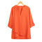 New Fashion Women Chiffon Blouse V-Neck Rolled Sleeve Cross Hem Solid Shirt Top Orange