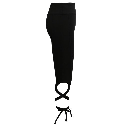 Women Pants Trousers Tie Leggings High Waist Cross Elastic Sports Workout Fitness Tights Black