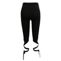 Women Pants Trousers Tie Leggings High Waist Cross Elastic Sports Workout Fitness Tights Black