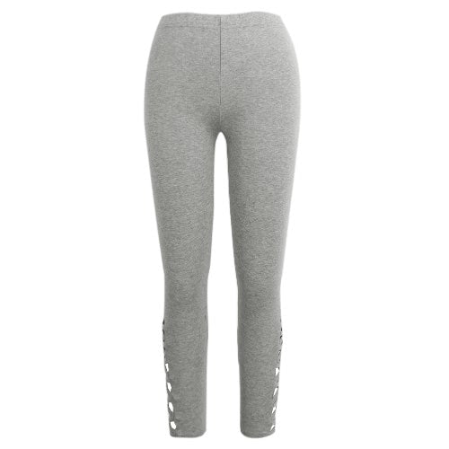 Women Pants Trousers Fitness Elastic Leggings Tights Cutout Workout Sportswear Black/Light Grey/Dark Grey