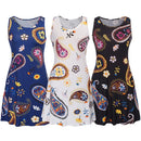 New Women Summer Mini Dress Vintage Floral Print Sleeveless Casual A-Line Dress Tank Dress Black/Blue/White