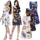 New Women Summer Mini Dress Vintage Floral Print Sleeveless Casual A-Line Dress Tank Dress Black/Blue/White