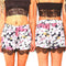 New Fashion Women Shorts Floral Print Elastic Mid Waist Lace Hem Slim Casual Boho Beach Wear Black