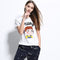 New Fashion Women T-shirt Top Letter Cartoon Print O-Neck Short Sleeves Pullover Casual Blouse White