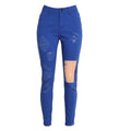 New Sexy Women Denim Jeans Ripped Hole Tights High Waist Skinny Bodycon Pants Pencil Trousers