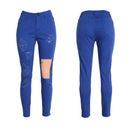 New Sexy Women Denim Jeans Ripped Hole Tights High Waist Skinny Bodycon Pants Pencil Trousers