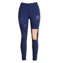 New Sexy Women Denim Jeans Ripped Hole Tights High Waist Skinny Bodycon Pants Pencil Trousers