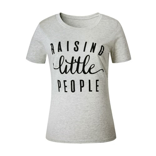 New Fashion Summer Women T-Shirt Letter Print O-Neck Short Sleeves Sport Outdoor Casual Top