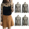 New Sexy Women Sheer Mesh Bodycon Top Thin Lace Long Sleeves Pullover Elegant Blouse Black