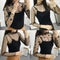 New Sexy Women Sheer Mesh Bodycon Top Thin Lace Long Sleeves Pullover Elegant Blouse Black