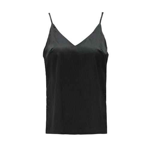 Sexy Women Cami Tank Top Spaghetti Strap Plunging V-Neck Solid Sleeveless Casual Vest Grey/Black