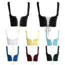 Women Lace Up Waistband Corset Belt Tank Shoulder Tie Up Eyelet Front Back Zipper High Waist Belt