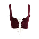 Women Lace Up Waistband Corset Belt Tank Shoulder Tie Up Eyelet Front Back Zipper High Waist Belt