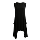 Women Summer Sleeveless Pockets Tunic Tank Tops Asymmetrical Hem Flowy Swing T Shirt Dress Casual Top