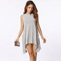 Women Summer Sleeveless Pockets Tunic Tank Tops Asymmetrical Hem Flowy Swing T Shirt Dress Casual Top