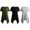 Sexy Women Asymmetric T-Shirt Criss Cross V Neck Short Sleeve Blouse Solid Loose Casual Tunic Top Black/Grey/Army Green