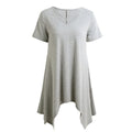 Sexy Women Asymmetric T-Shirt Criss Cross V Neck Short Sleeve Blouse Solid Loose Casual Tunic Top Black/Grey/Army Green