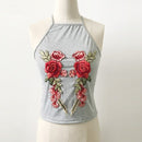 Women Camisole Top Floral Embroidery Sleeveless Adjustable Spaghetti Strap Sexy Tee Tank Top