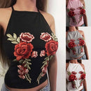 Women Camisole Top Floral Embroidery Sleeveless Adjustable Spaghetti Strap Sexy Tee Tank Top