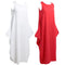 Women Maxi Sleeveless Tunic Dress Plus Size Pockets O Neck Solid Loose Mori Swing Tank Dress White/Red